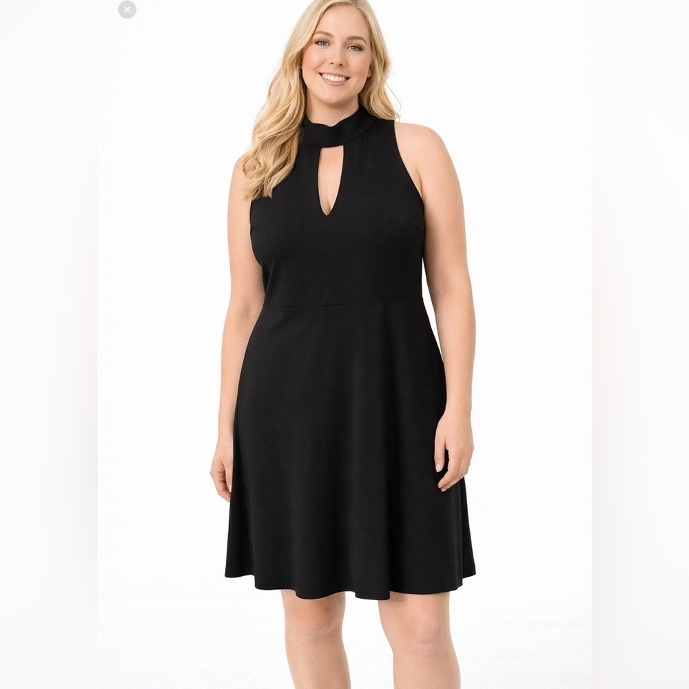 Black Express Keyhole Choker Skater Dress Size Large​​
